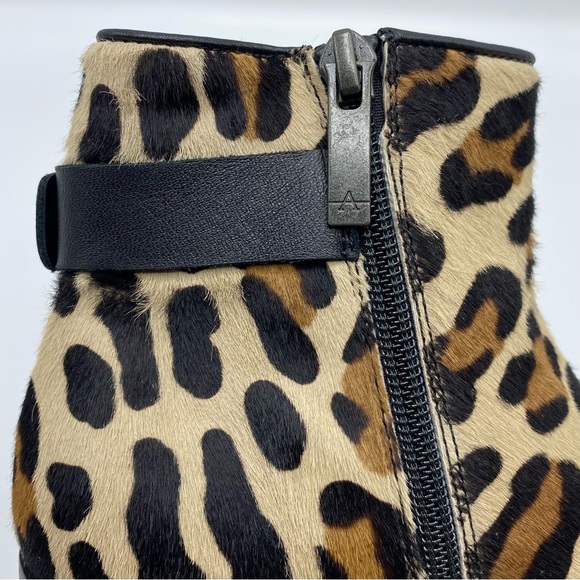 Aquatalia Faria Leopard Print Weatherproof Genuine Calf Hair Ankle Booties - Picture 8 of 14